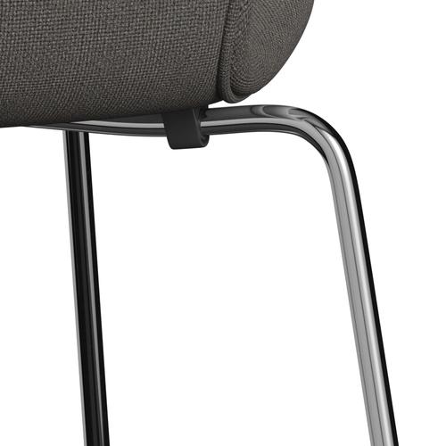 Fritz Hansen 3107 Stol Fuldpolstret, Forkromet Stål/Hallingdal Grey/Dark