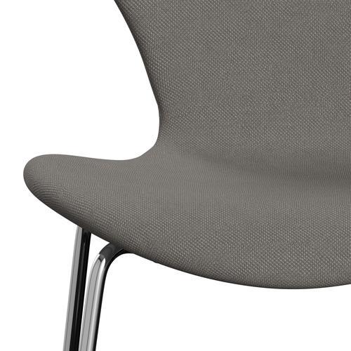 Fritz Hansen 3107 Stol Fuldpolstret, Forkromet Stål/Steelcut Medium Grey