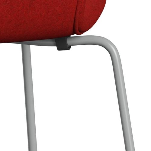 Fritz Hansen 3107 Stol Fuldpolstret, Nine Grey/Divina Melange Rød