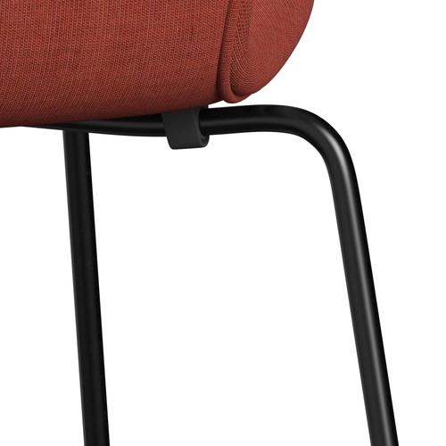 Fritz Hansen 3107 Stol Fuldpolstret, Sort/Canvas Koral