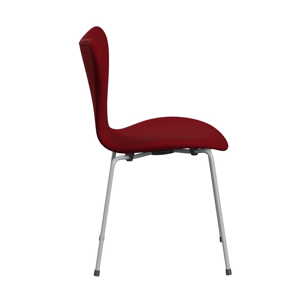 Fritz Hansen 3107 Stol Fuldpolstret, Silver Grey/Comfort Bordeaux Rød