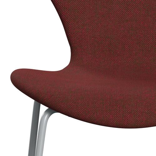 Fritz Hansen 3107 Stol Fuldpolstret, Silver Grey/Hallingdal Red/Green