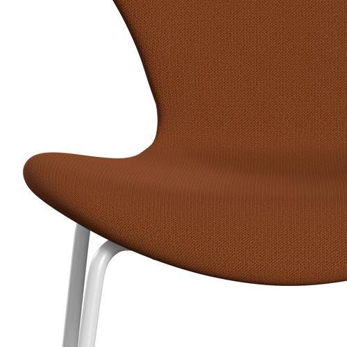 Fritz Hansen 3107 Stol Fuldpolstret, Hvid/Capture Rust/Orange