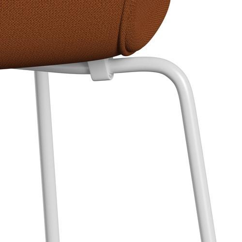 Fritz Hansen 3107 Stol Fuldpolstret, Hvid/Capture Rust/Orange