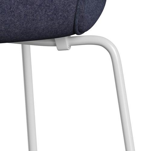 Fritz Hansen 3107 Stol Fuldpolstret, Hvid/Divina Md Cool Grey