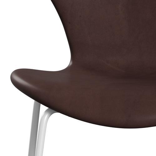 Fritz Hansen 3107 Stol Fuldpolstret, Hvid/Embrace Chokolade