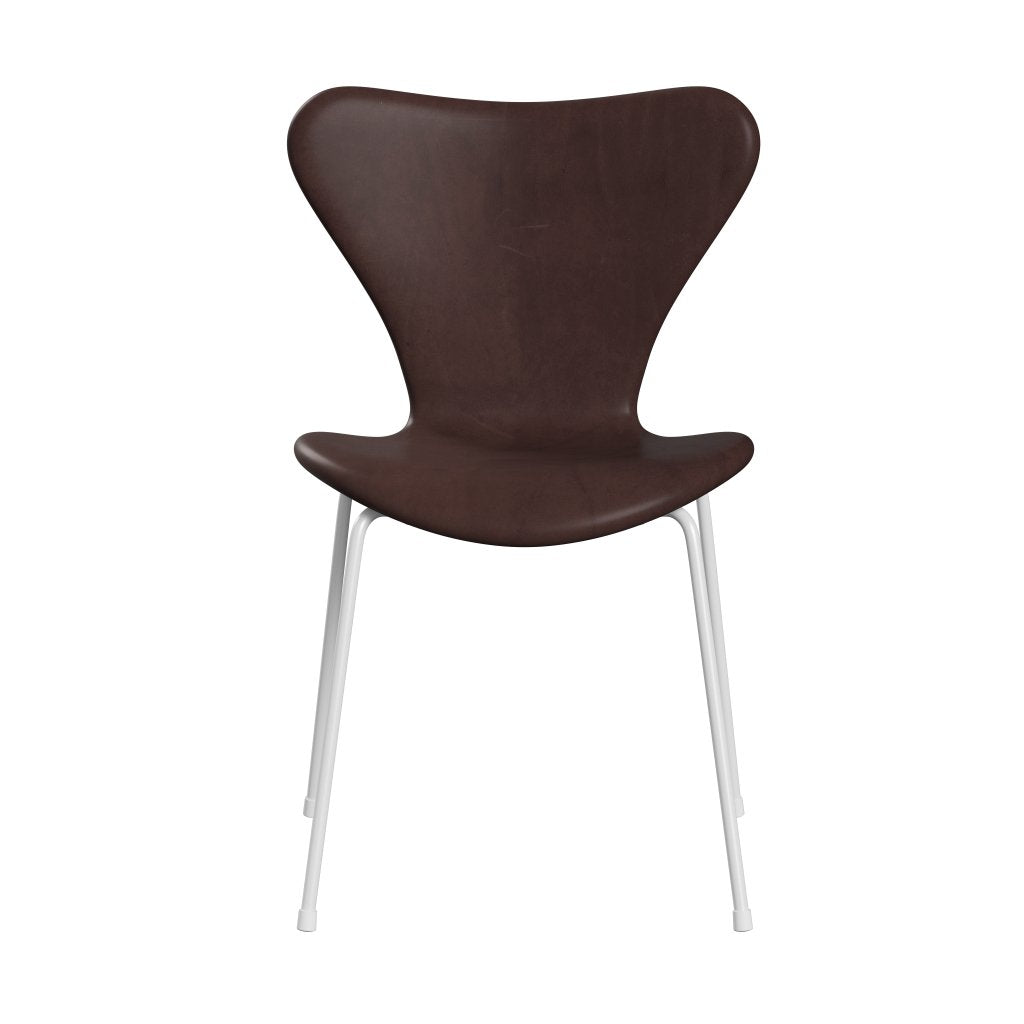 Fritz Hansen 3107 Stol Fuldpolstret, Hvid/Embrace Chokolade