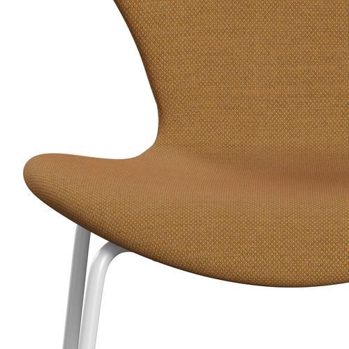 Fritz Hansen 3107 Stol Fuldpolstret, Hvid/Fiord Orange