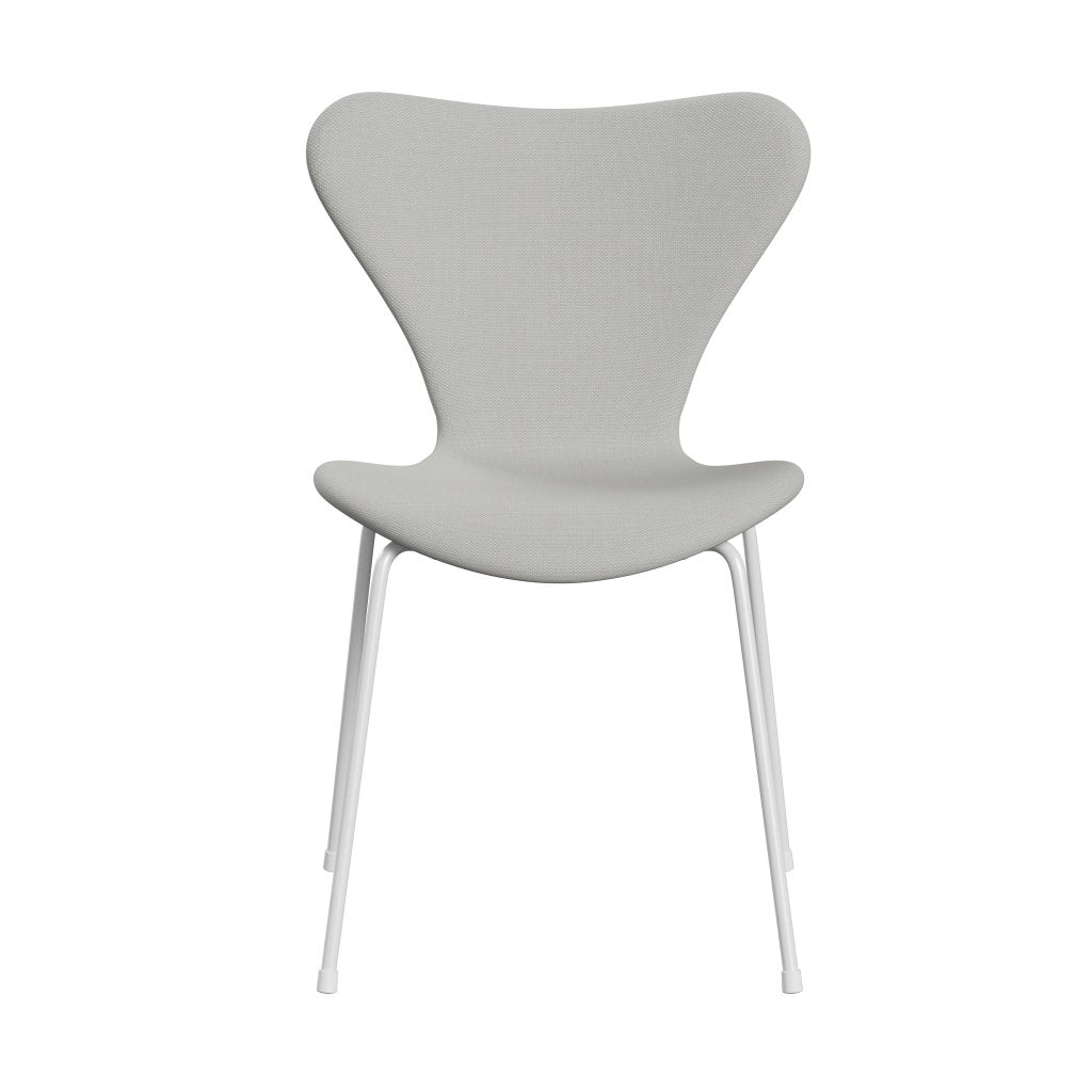 Fritz Hansen 3107 Stol Fuldpolstret, Hvid/Steelcut Trio Pale Mint Green