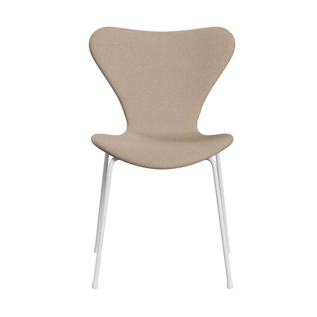 Fritz Hansen 3107 Stol Fuldpolstret, Hvid/Tonus Sand