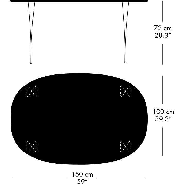 Fritz Hansen Superellipse Spisebord Warm Graphite/Grå Laminat, 150x100 Cm
