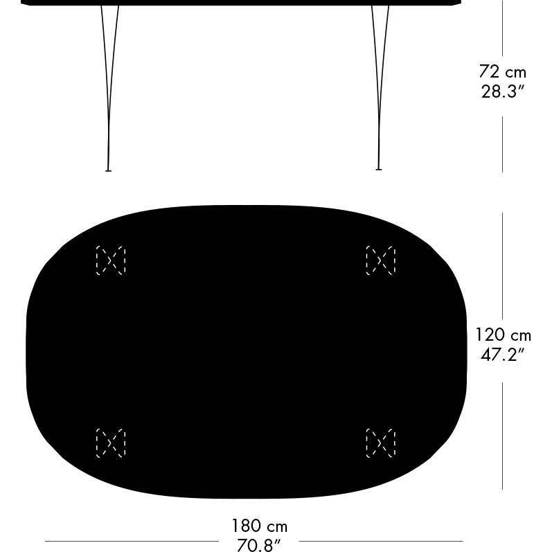 Fritz Hansen Superellipse Spisebord Warm Graphite/Sort Laminat, 180x120 Cm