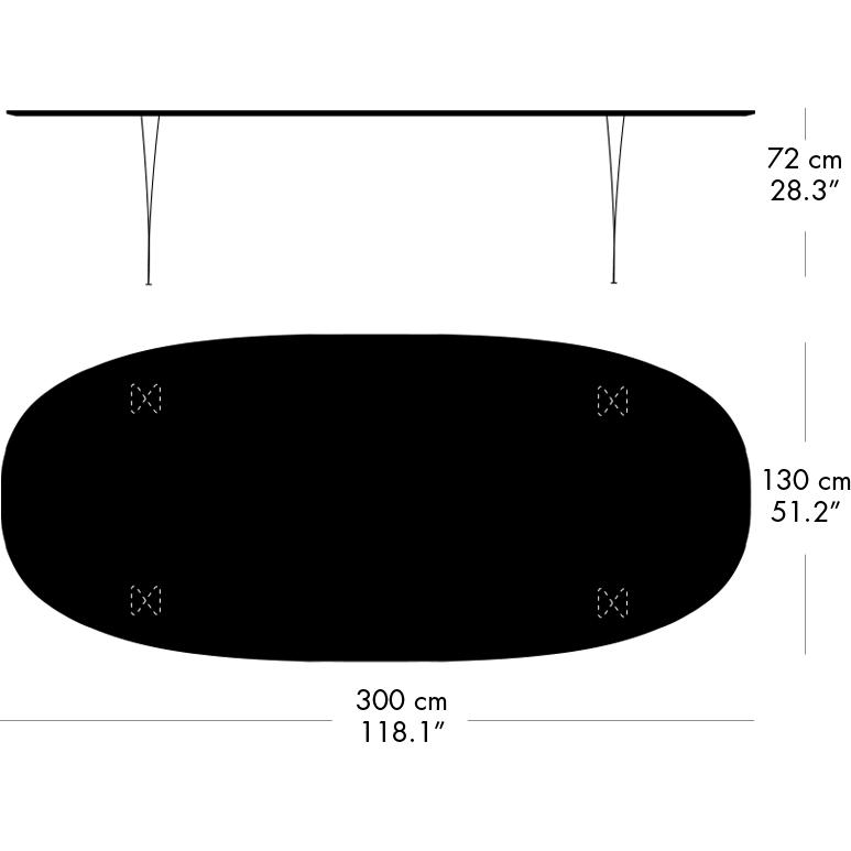 Fritz Hansen Superellipse Spisebord Warm Graphite/Hvid Laminat, 300x130 Cm
