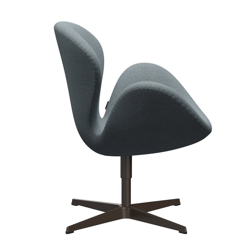 Fritz Hansen Svanenstol, Brown Bronze/Re-Wool Light Blue/Natural