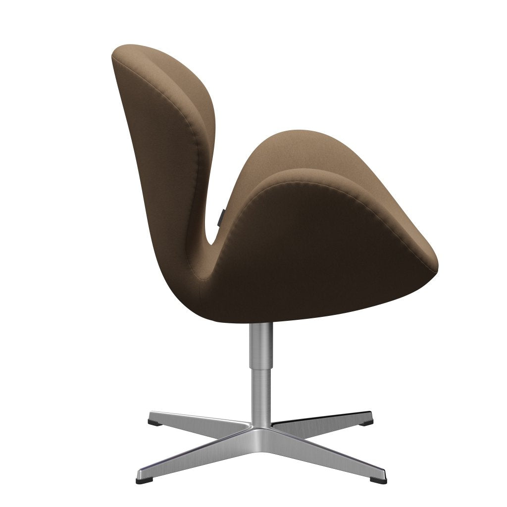 Fritz Hansen Svanenstol, Satinpoleret Aluminium/Comfort Beige/Brun