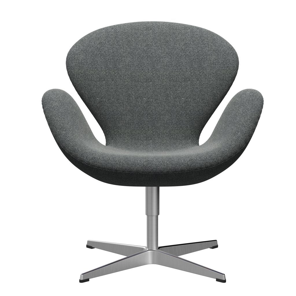 Fritz Hansen Svanenstol, Satinpoleret Aluminium/Hallingdal White Black