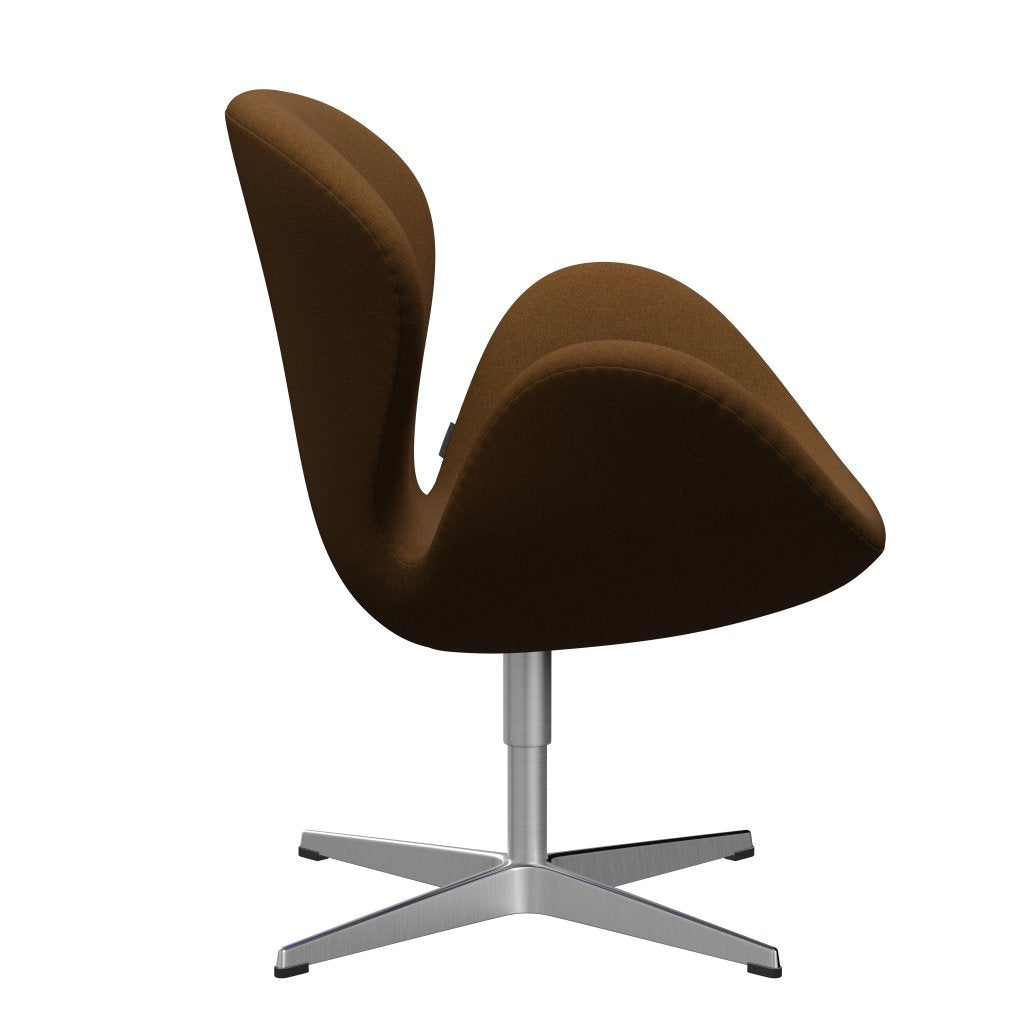 Fritz Hansen Svanenstol, Satinpoleret Aluminium/Tonus Varm Brun (364)