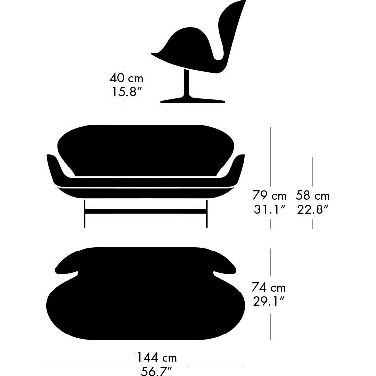 Fritz Hansen Svanesofa 2-Personers, Brown Bronze/Hallingdal Red/Green