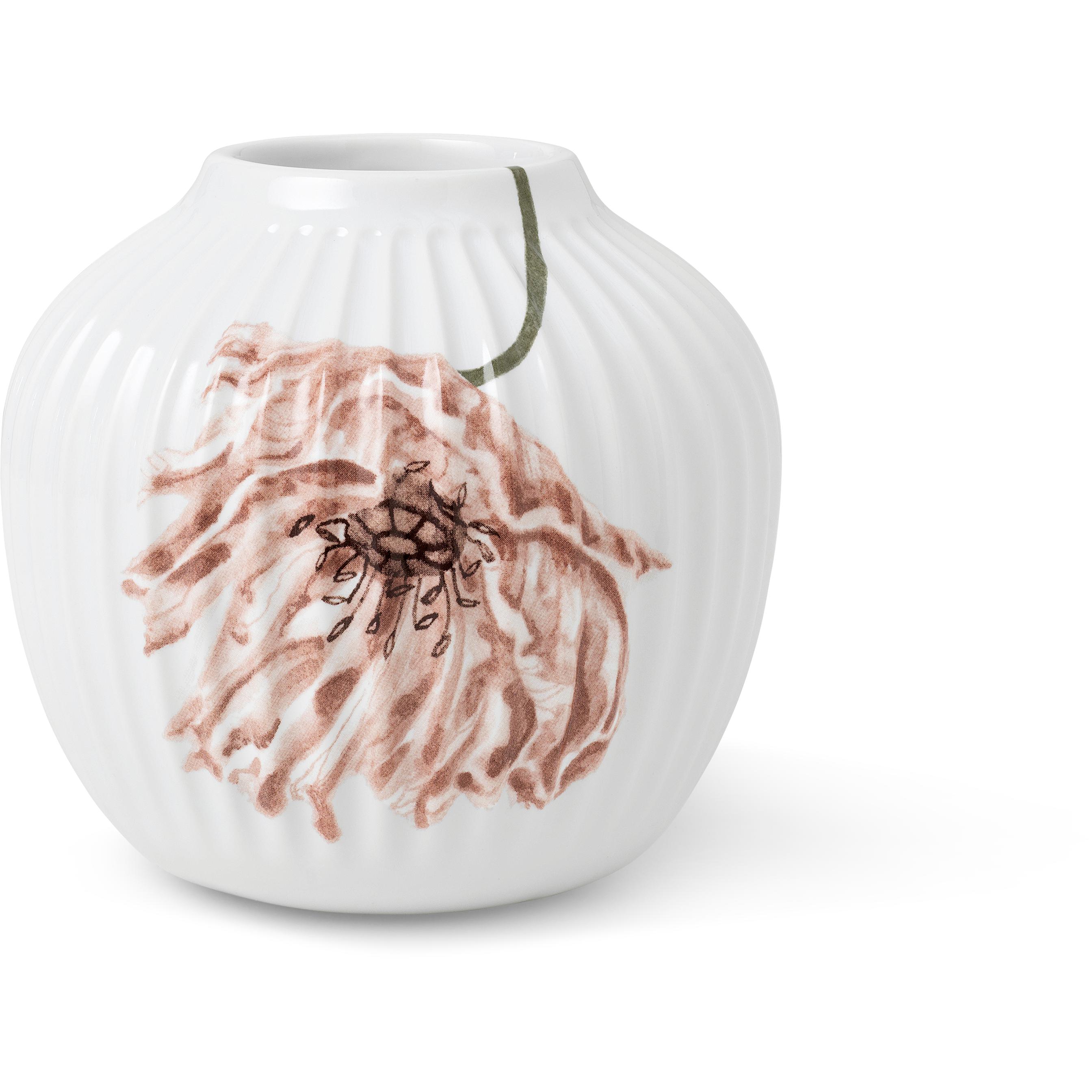 Kähler Hammershøi Poppy Vase 13 Cm, Hvid Med Deko
