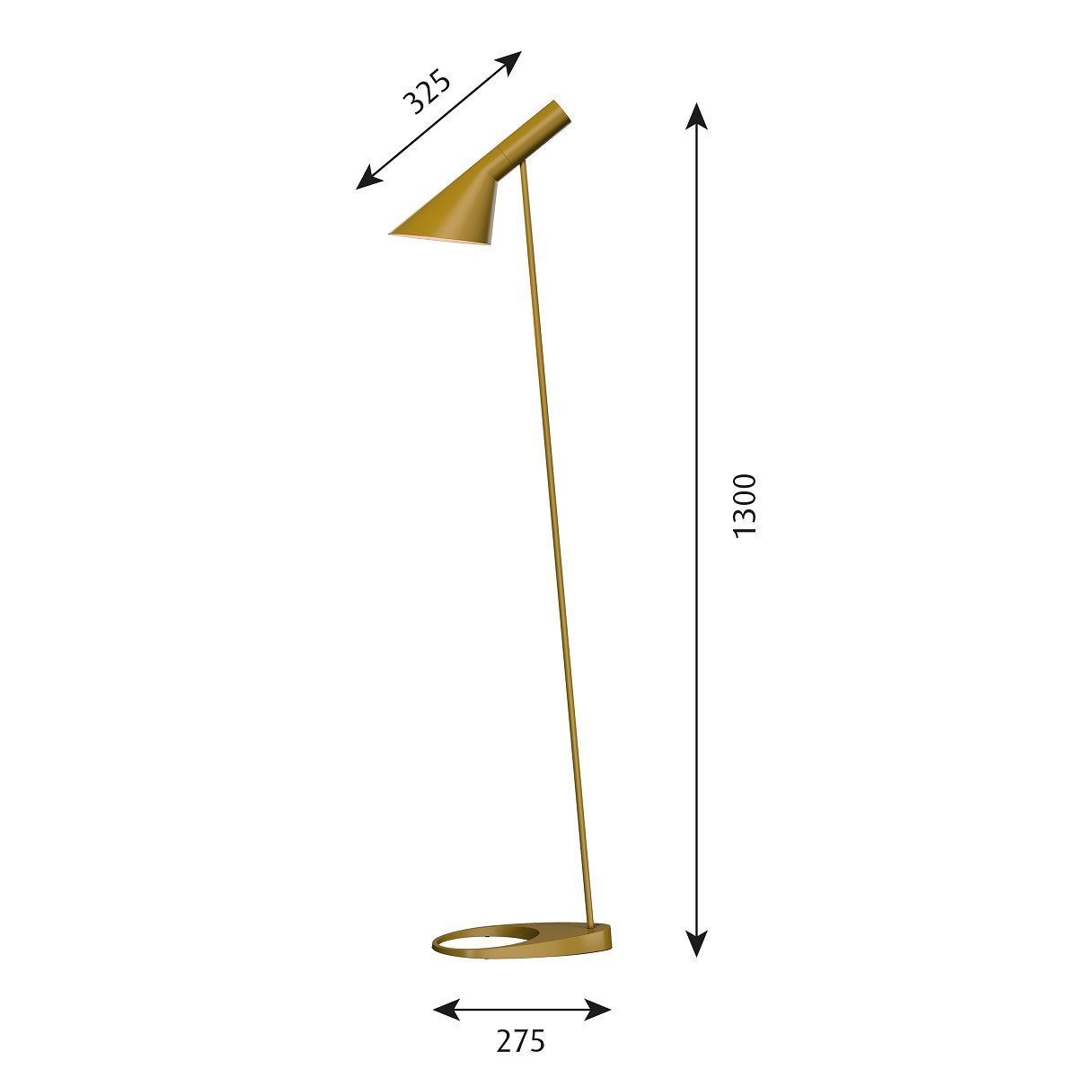 Louis Poulsen Aj Floor Lamp, Ochre Yellow