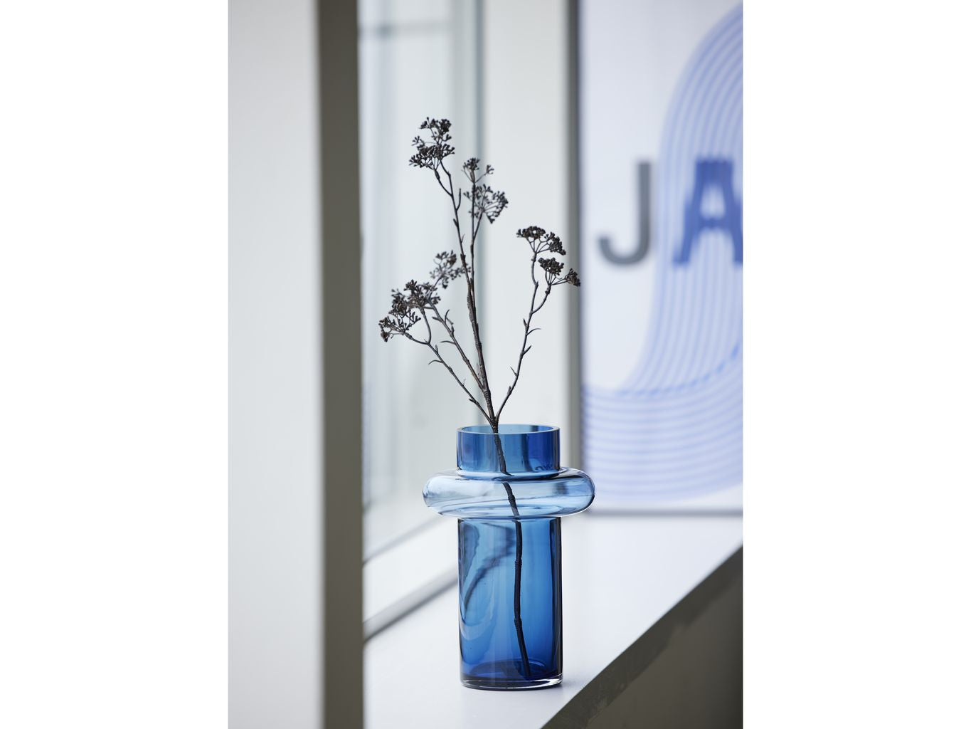 Lyngby Glas Tube Vase H: 25 Cm, Mørkeblå