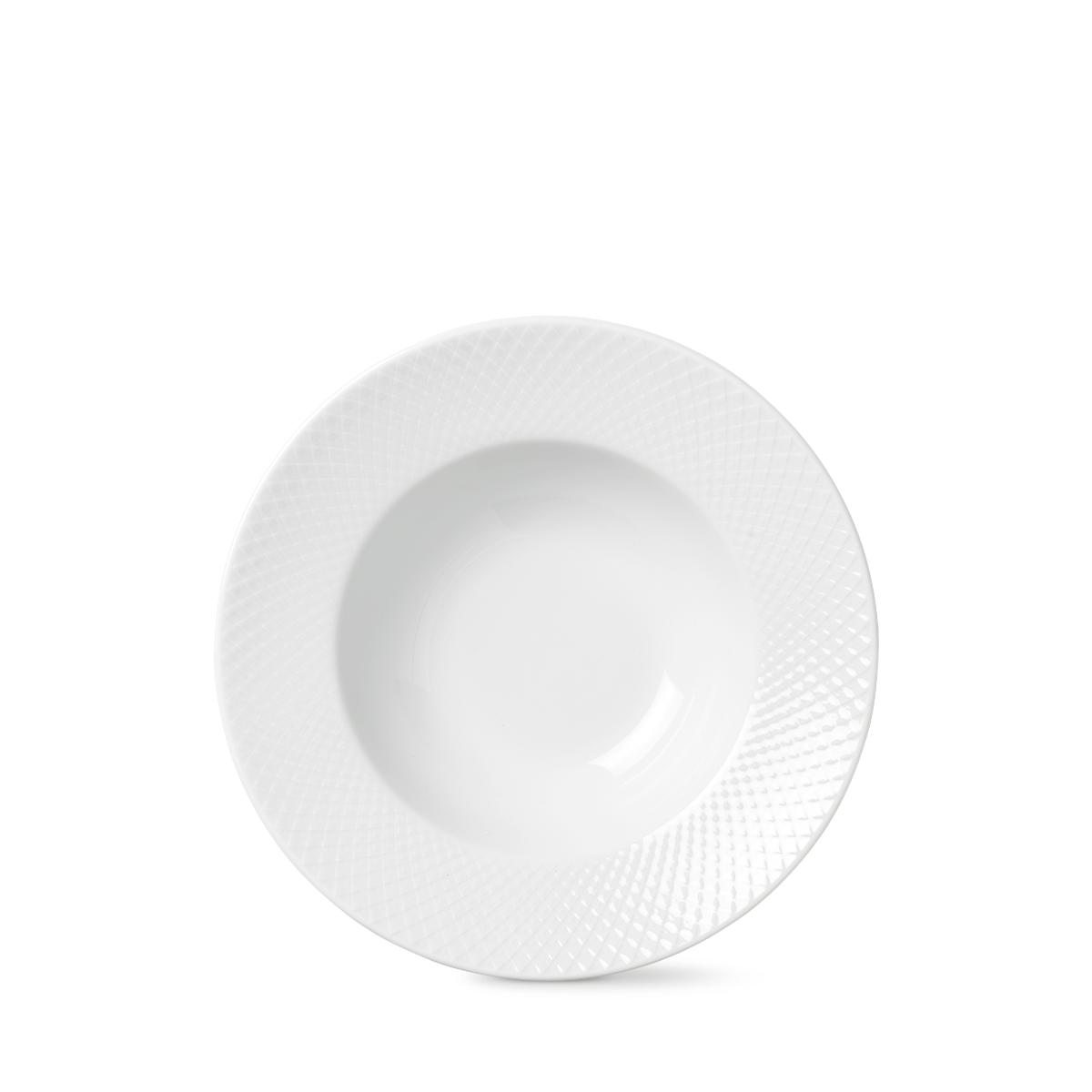 Lyngby Porcelæn Porcelæn Rhombe Pastatallerken Ø24,5cm, Hvid