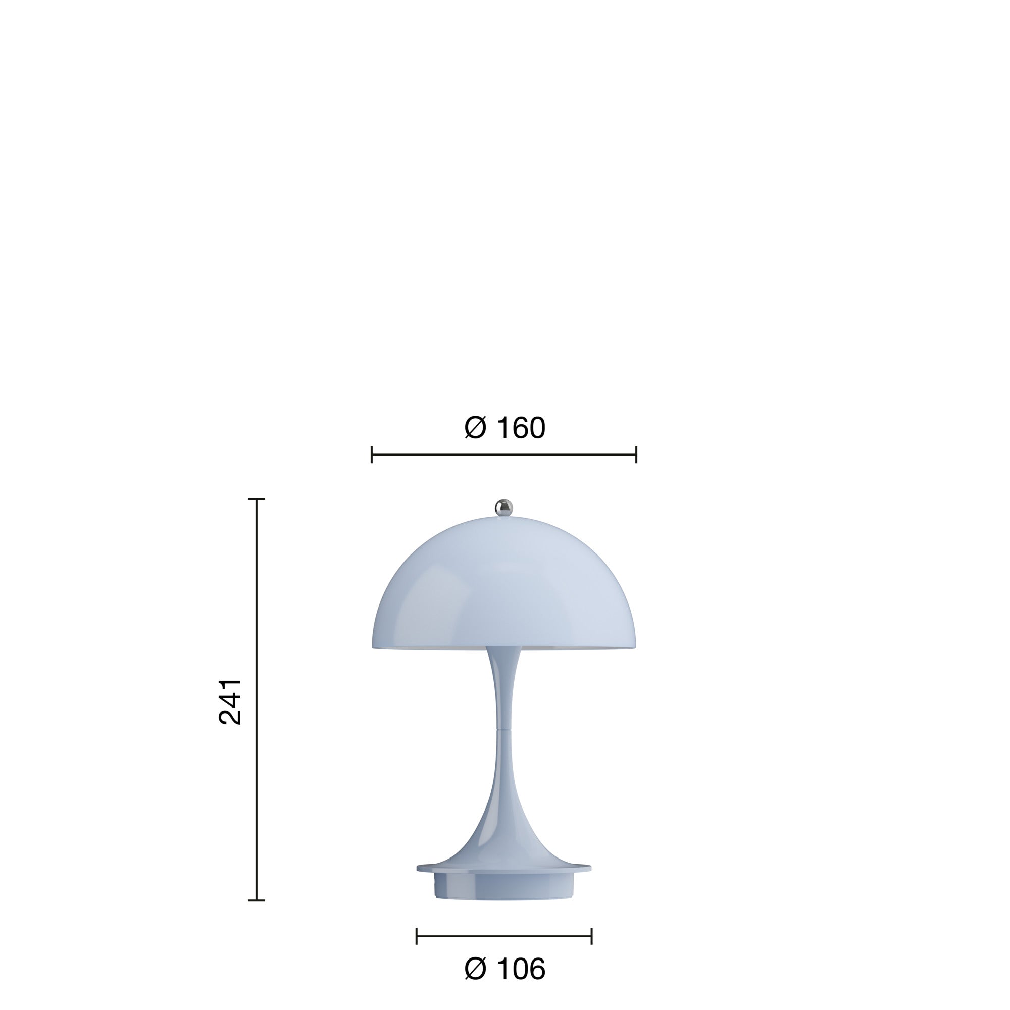 Panthella 160 Portable Table Lamp, Opal Pale Blue