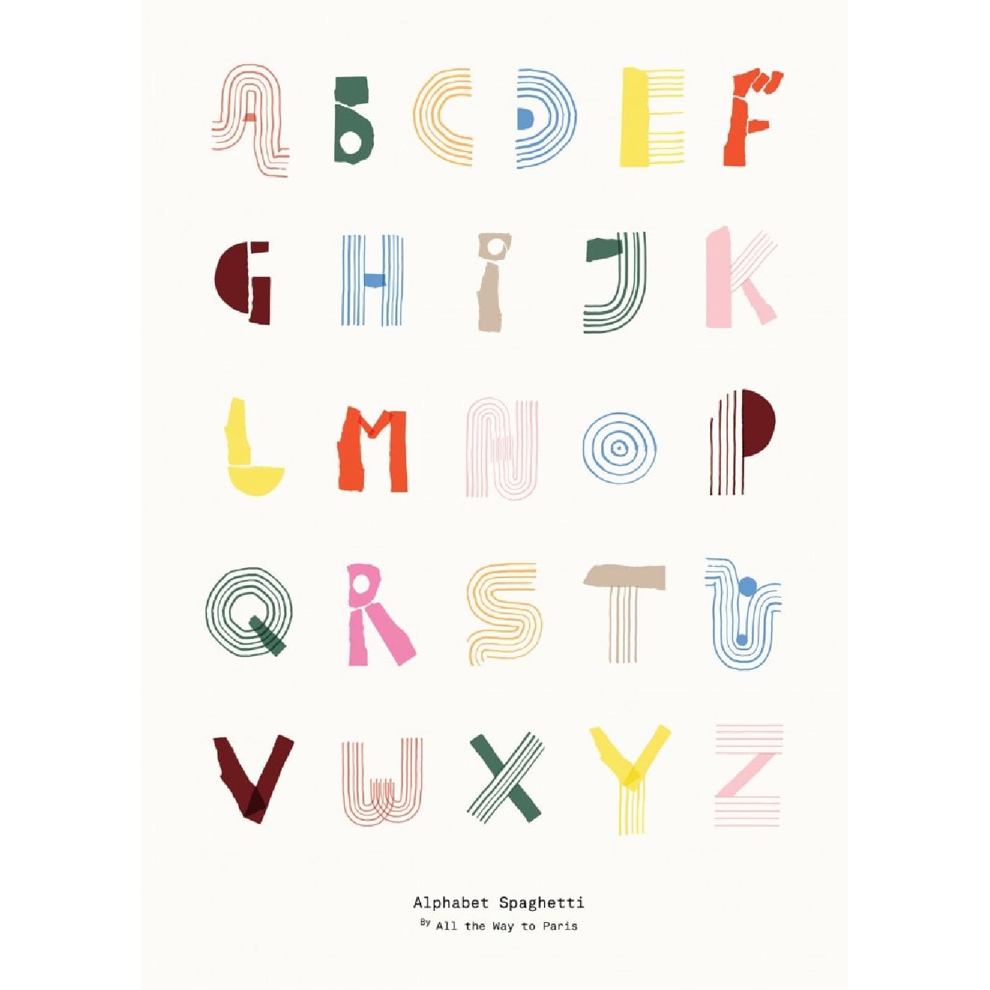 Paper Collective Alphabet Spaghetti Eng Plakat 70X100 Cm, Flerfarvet