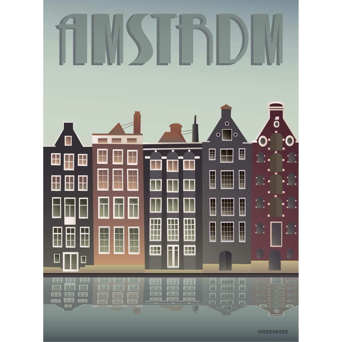 Vissevasse Amsterdam Canal Houses Plakat, 70X100 Cm