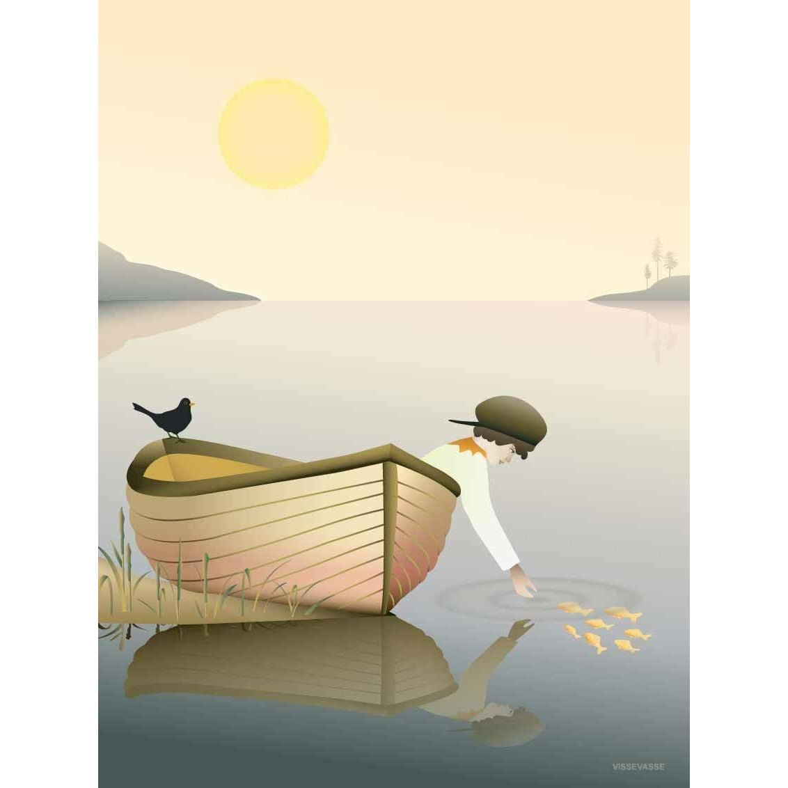 Vissevasse Boy In A Boat Plakat, 30X40 Cm