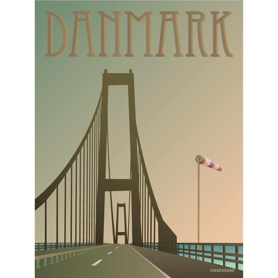 Vissevasse Danmark Storebæltsbroen Plakat, 50X70 Cm
