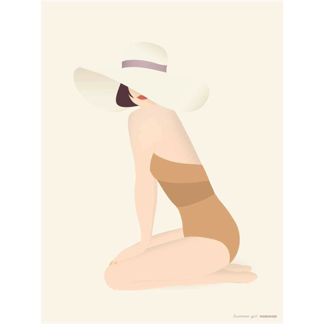 Vissevasse Summer Girl Plakat, 30X40 Cm