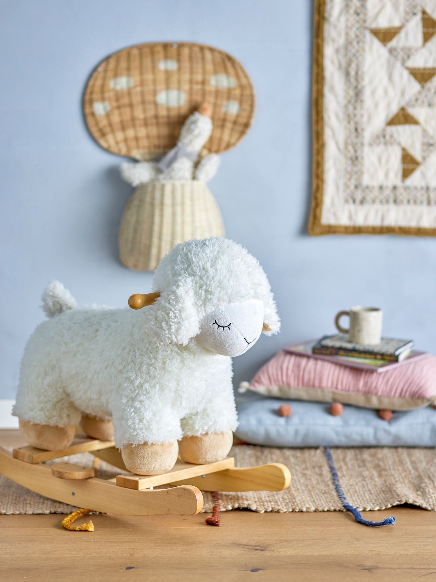 [product_category]-Bloomingville MINI Laasrith Rocking Toy, Sheep, White, Polyester-Bloomingville MINI-5711173148233-56605629-BLO-5