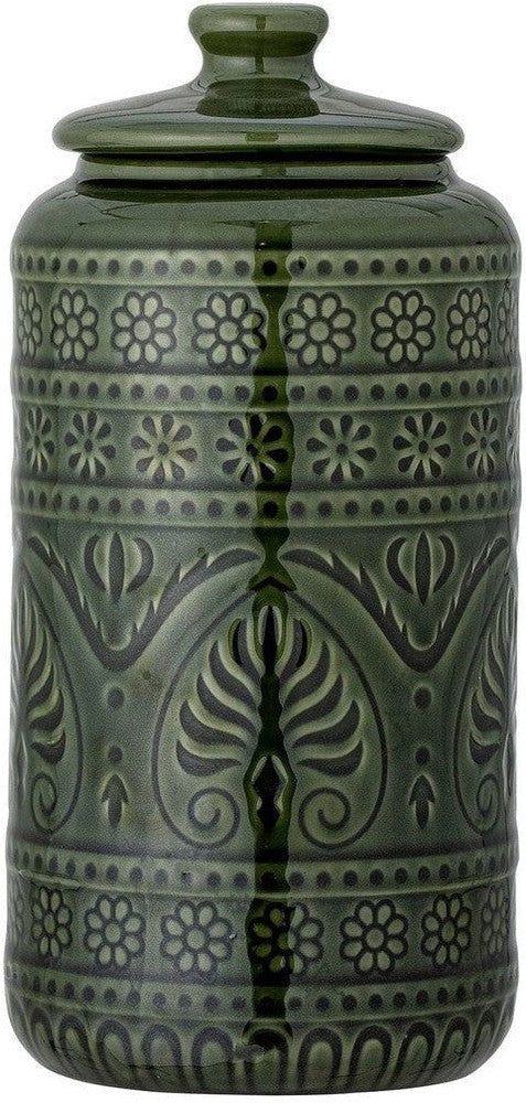 [product_category]-Bloomingville Rani Jar w/Lid, Green, Stoneware-Bloomingville-5711173280766-82054994-BLO-1