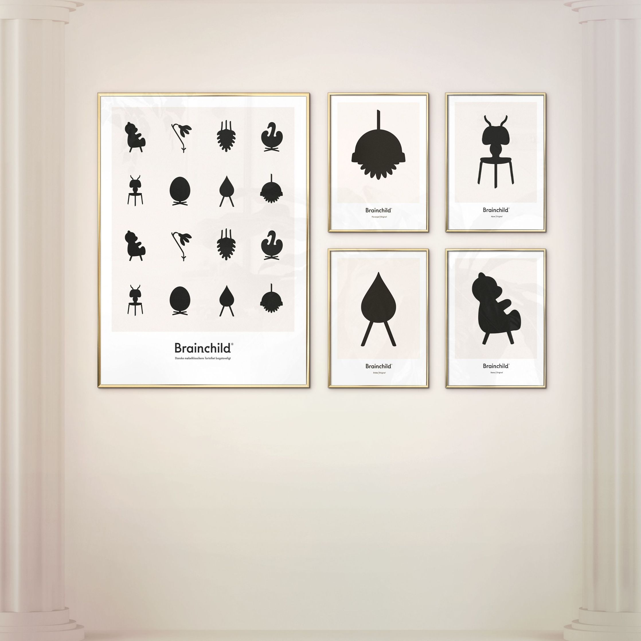 [product_category]-Brainchild Ant Design Icon Poster, Brass Coloured Frame 50x70 Cm, Grey-Brainchild-IG-41003-D-BRA-5