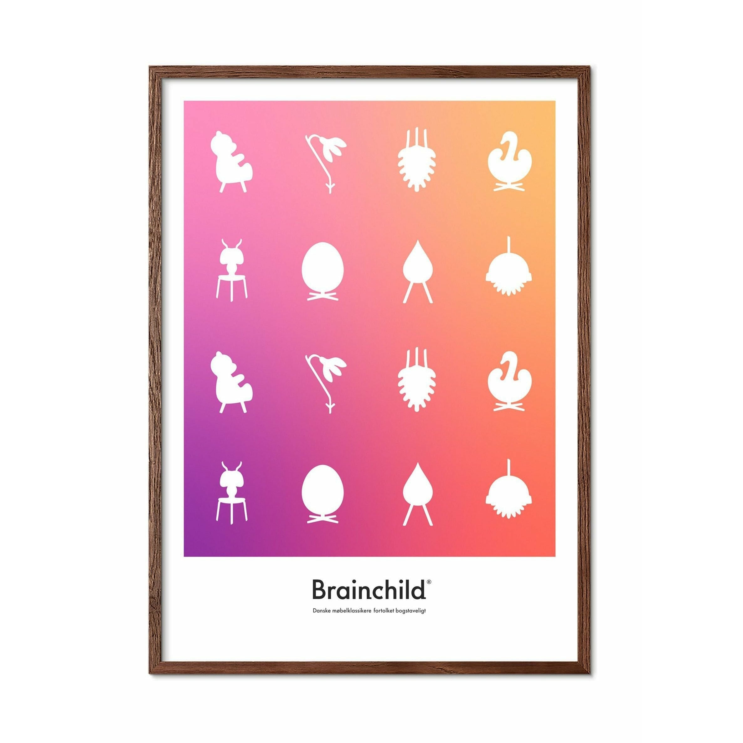 [product_category]-Brainchild Design Icon Poster, Frame Made Of Dark Wood 30x40 Cm, Colour-Brainchild-IF-00002-B-BRA-1