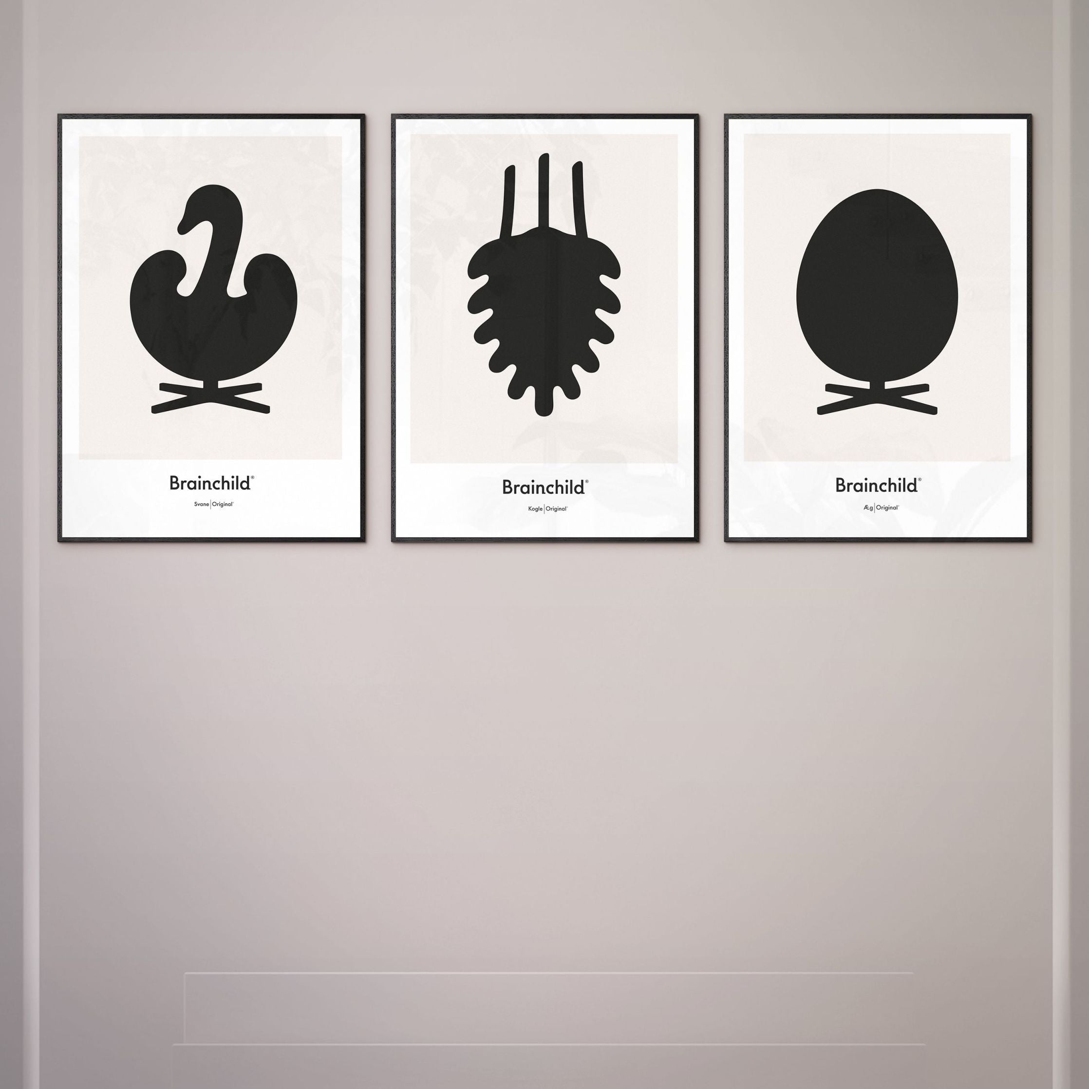 [product_category]-Brainchild Egg Design Icon Poster, Brass Frame 70 X100 Cm, Grey-Brainchild-IG-11004-D-BRA-4