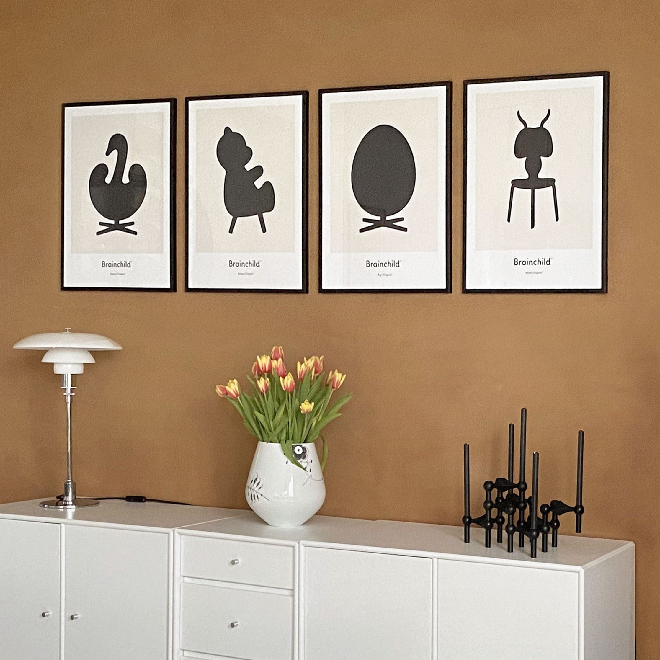 [product_category]-Brainchild Egg Design Icon Poster, Frame Made Of Light Wood 30x40 Cm, Grey-Brainchild-IG-11002-A-BRA-7