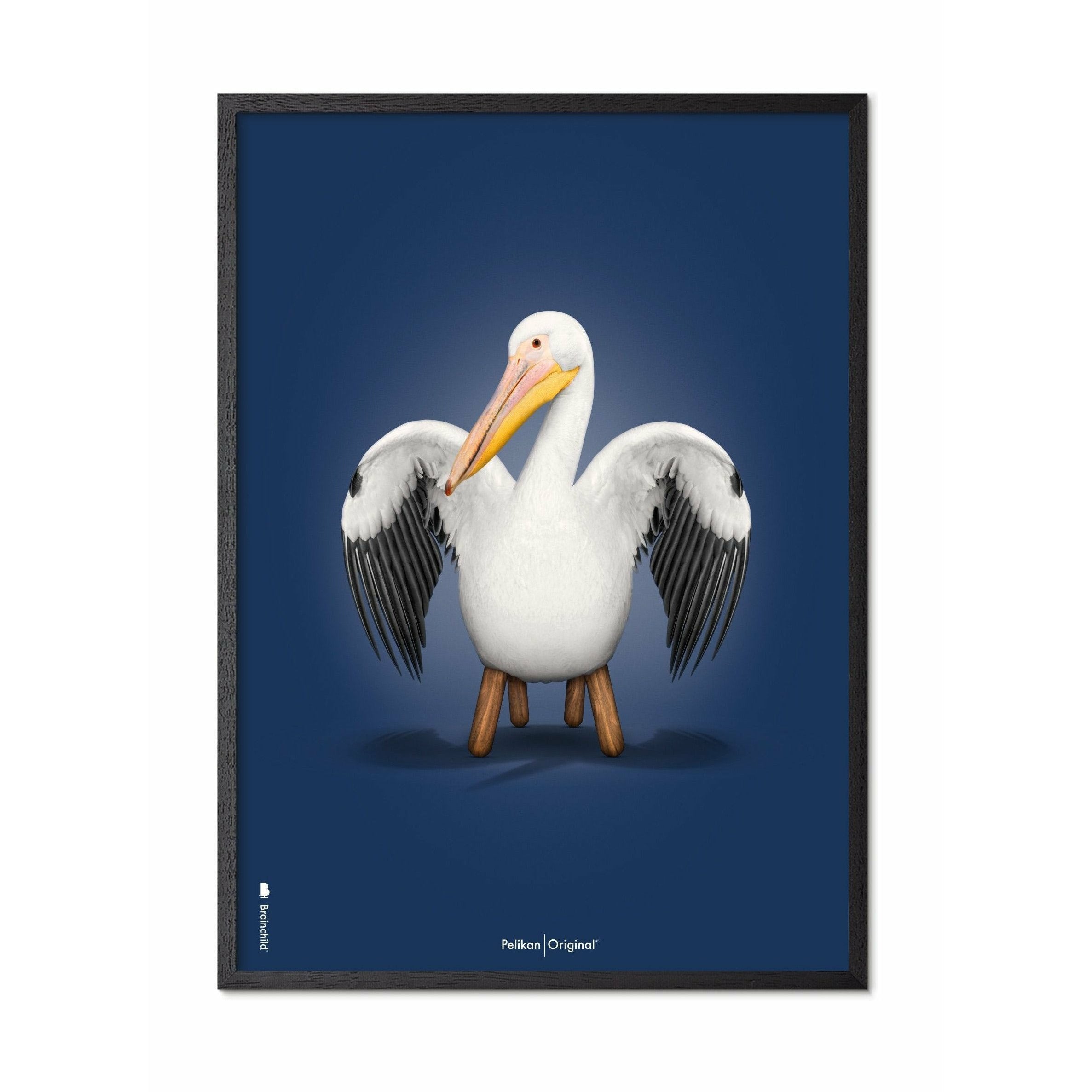 [product_category]-Brainchild Pelikan Classic Poster, Frame In Black Lacquered Wood 30x40 Cm, Dark Blue Background-Brainchild-92002-C-BRA-1