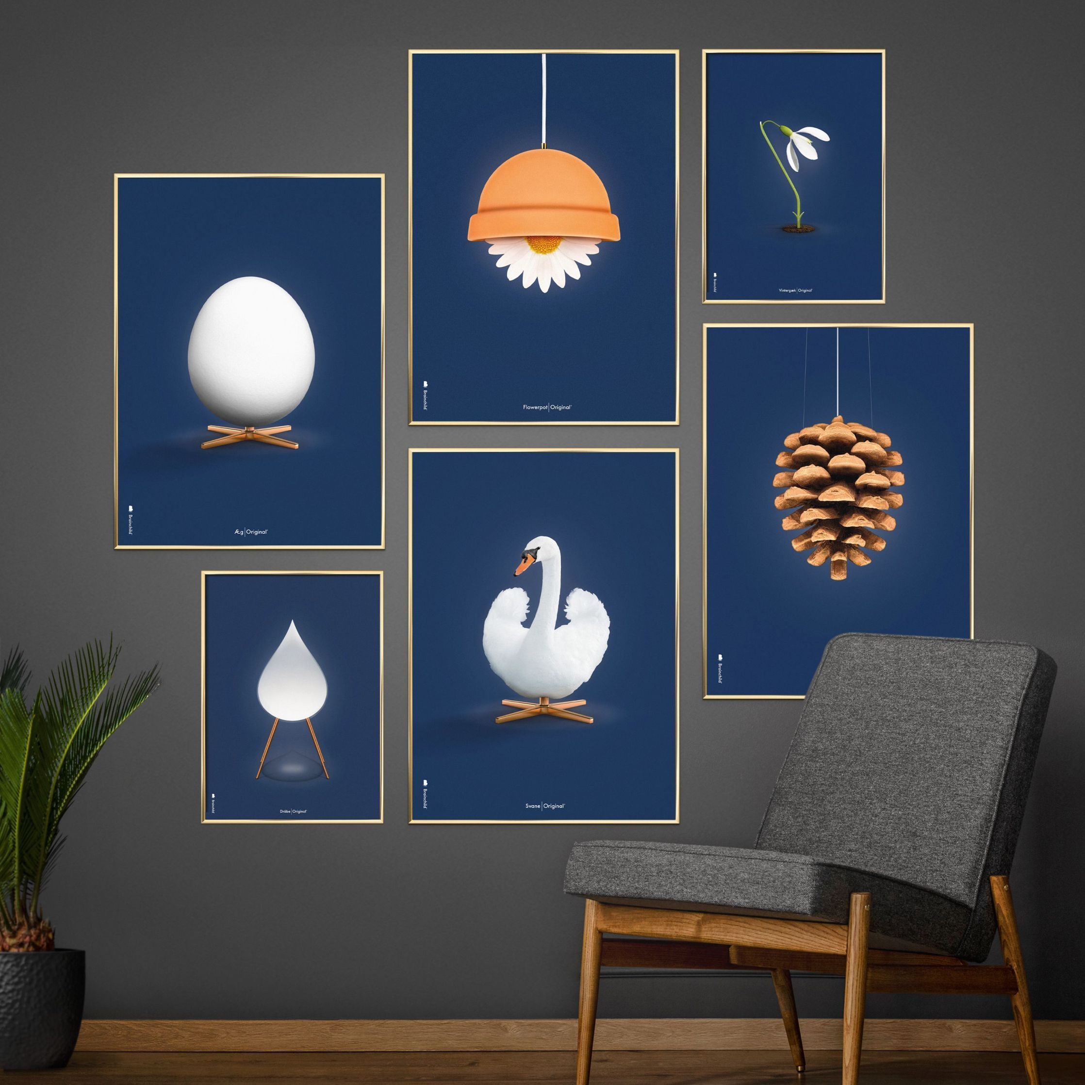 [product_category]-Brainchild Pine Cone Classic Poster, Frame Made Of Light Wood 70x100 Cm, Dark Blue Background-Brainchild-26004-A-BRA-4