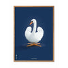 Brainchild Swan Classic Poster, Frame Made Of Light Wood 30x40 Cm, Dark Blue Background