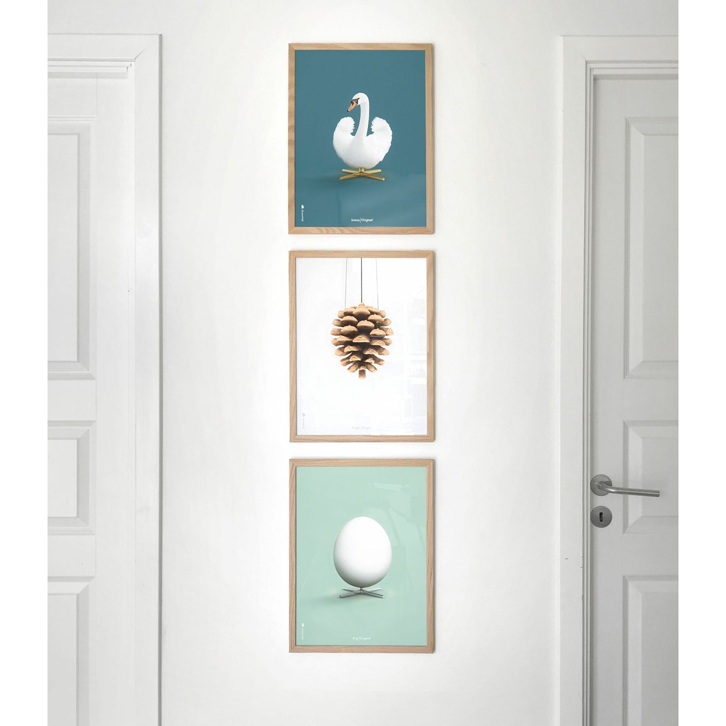 [product_category]-Brainchild Swan Classic Poster, Light Wood Frame 50 X70 Cm, Petroleum Blue Background-Brainchild-34003-A-BRA-7