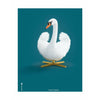 Brainchild Swan Classic Poster Without Frame 70 X100 Cm, Petroleum Blue Background