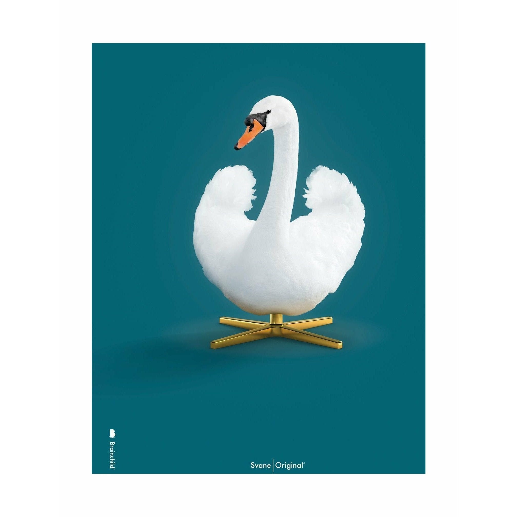 [product_category]-Brainchild Swan Classic Poster Without Frame A5, Petroleum Blue Background-Brainchild-5713713018112-34001-BRA-1