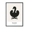 Brainchild Swan Design Icon Poster, Frame Made Of Black Lacquered Wood 30x40 Cm, Grey