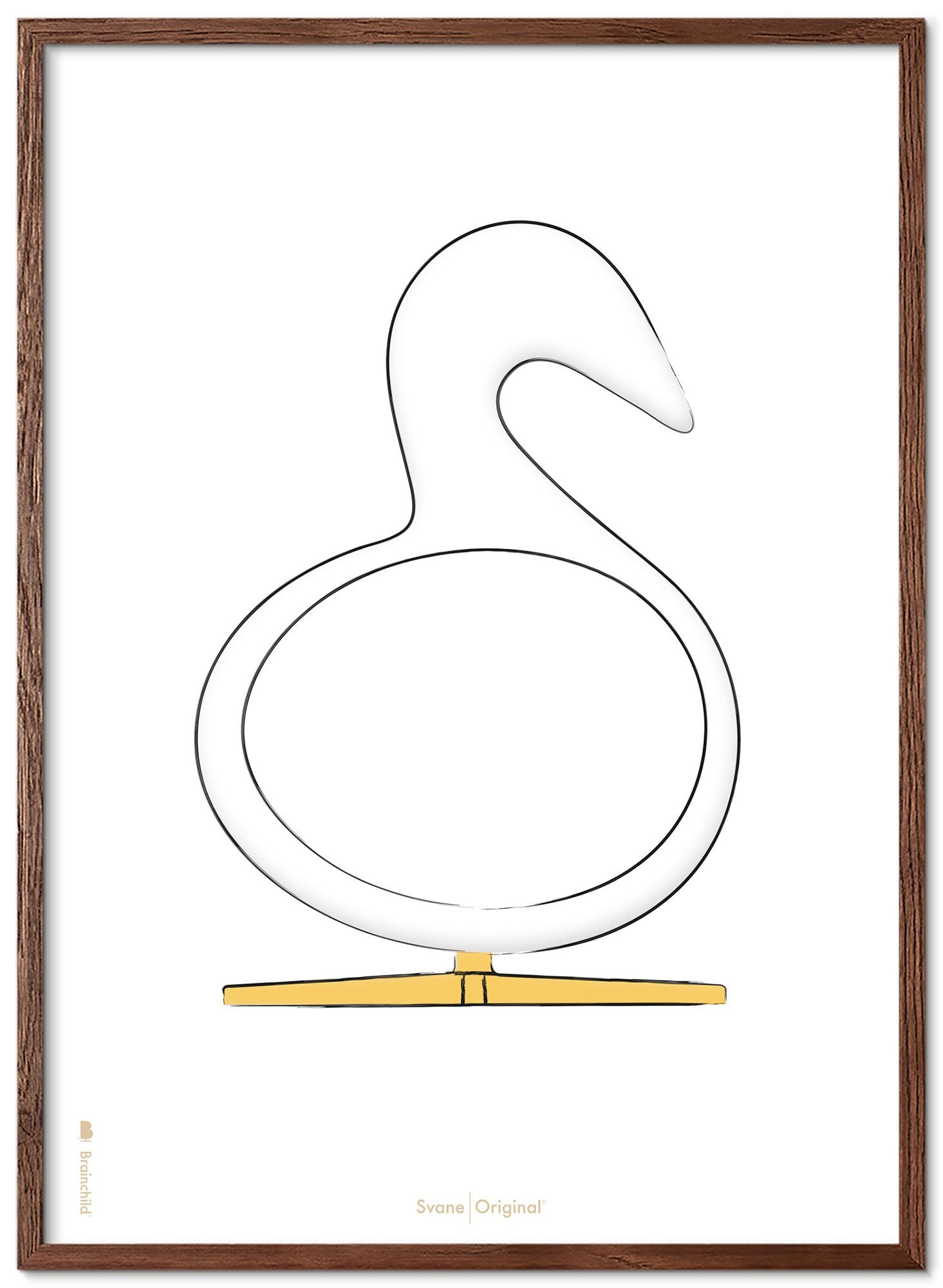 [product_category]-Brainchild Swan Design Sketch Poster Frame Made Of Dark Wood A5, White Background-Brainchild-S-21001-B-BRA-1