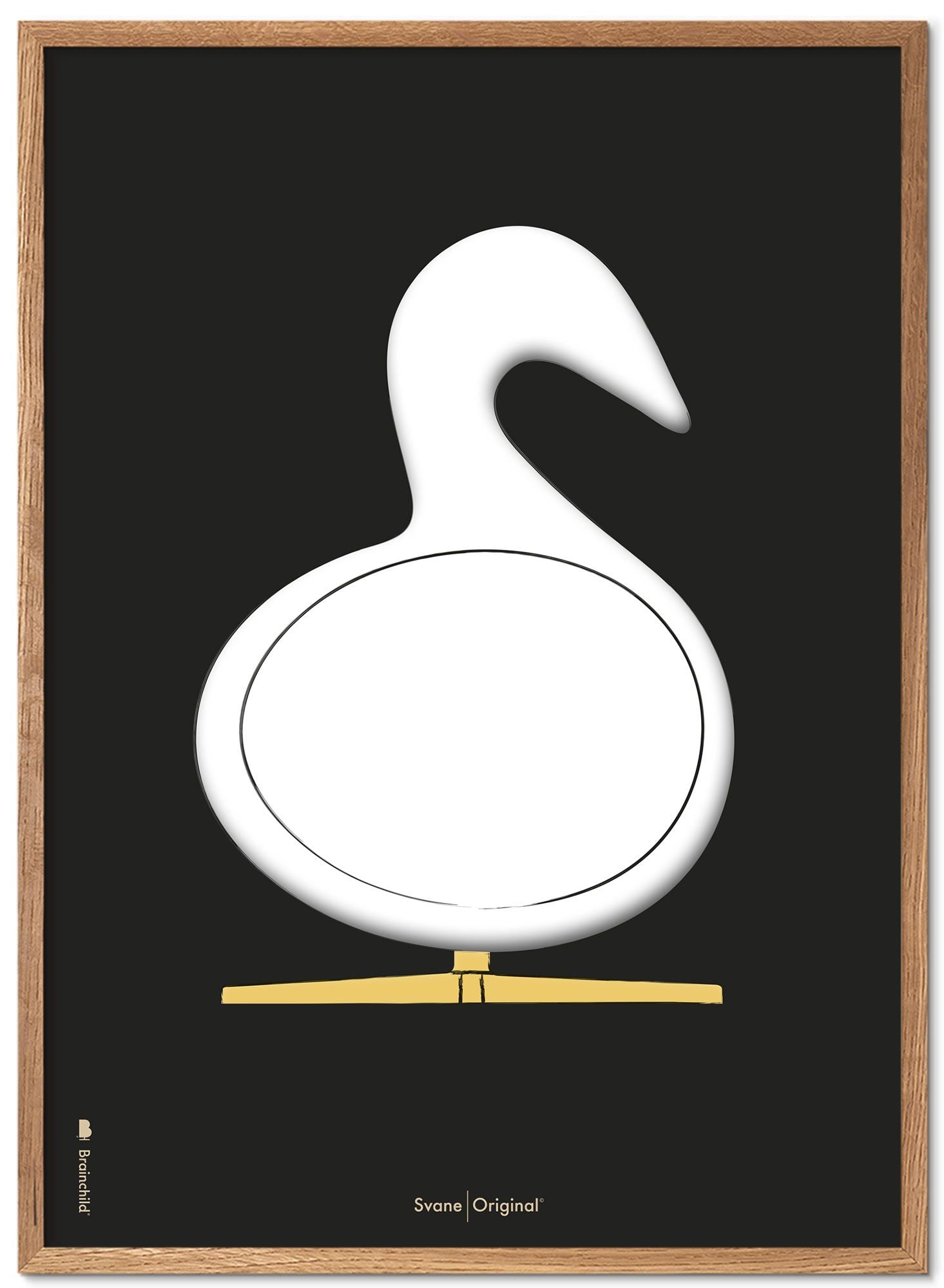 [product_category]-Brainchild Swan Design Sketch Poster Frame Made Of Light Wood 50x70 Cm, Black Background-Brainchild-S-230003-A-BRA-1