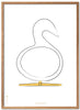 Brainchild Swan Design Sketch Poster Frame Made Of Light Wood 70x100 Cm, White Background