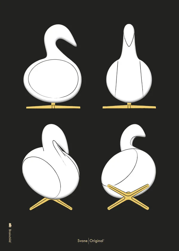 [product_category]-Brainchild Swan Design Sketches Poster Without Frame 30x40 Cm, Black Background-Brainchild-5713713527683-S-240002-BRA-1