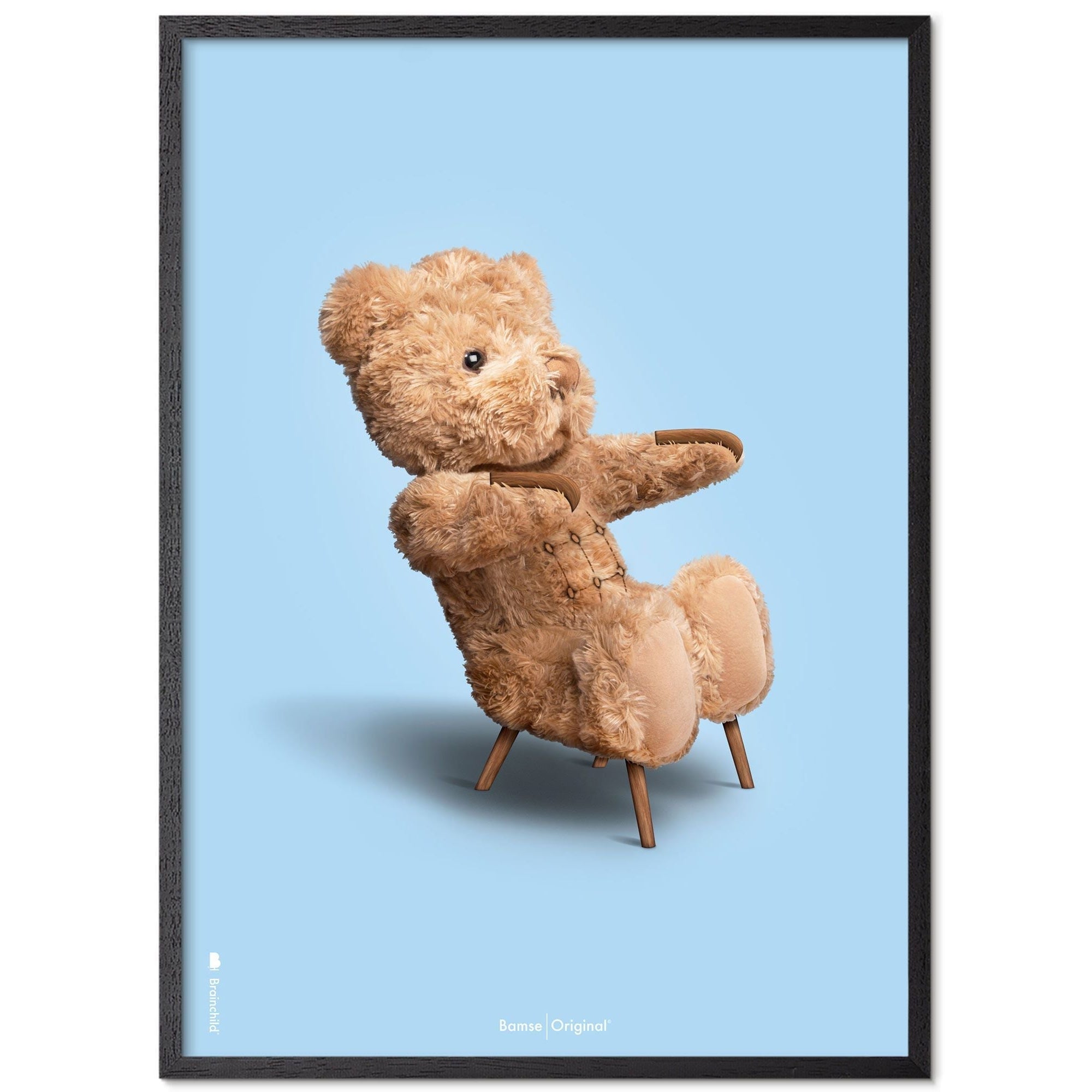 [product_category]-Brainchild Teddy Bear Classic Poster Frame Made Of Black Lacquered Wood 70x100 Cm, Light Blue Background-Brainchild-77004-C-BRA-3